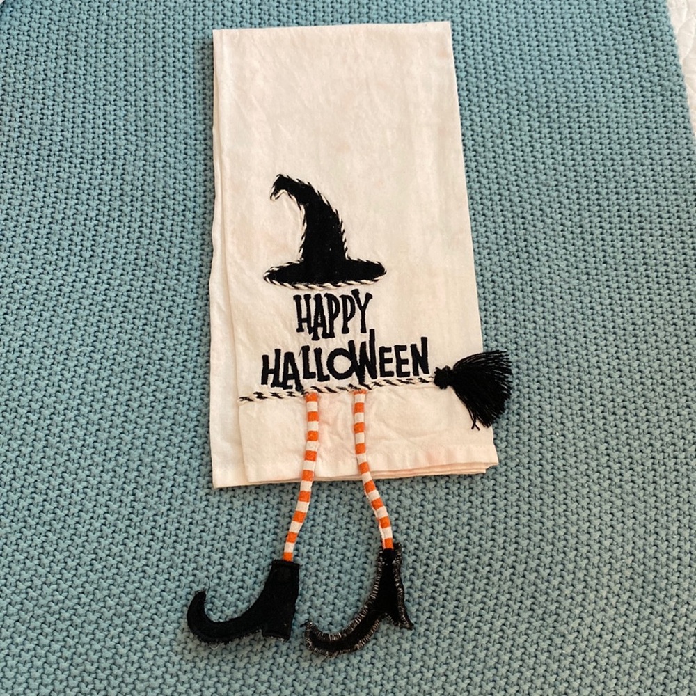 Happy Halloween witch tea towel